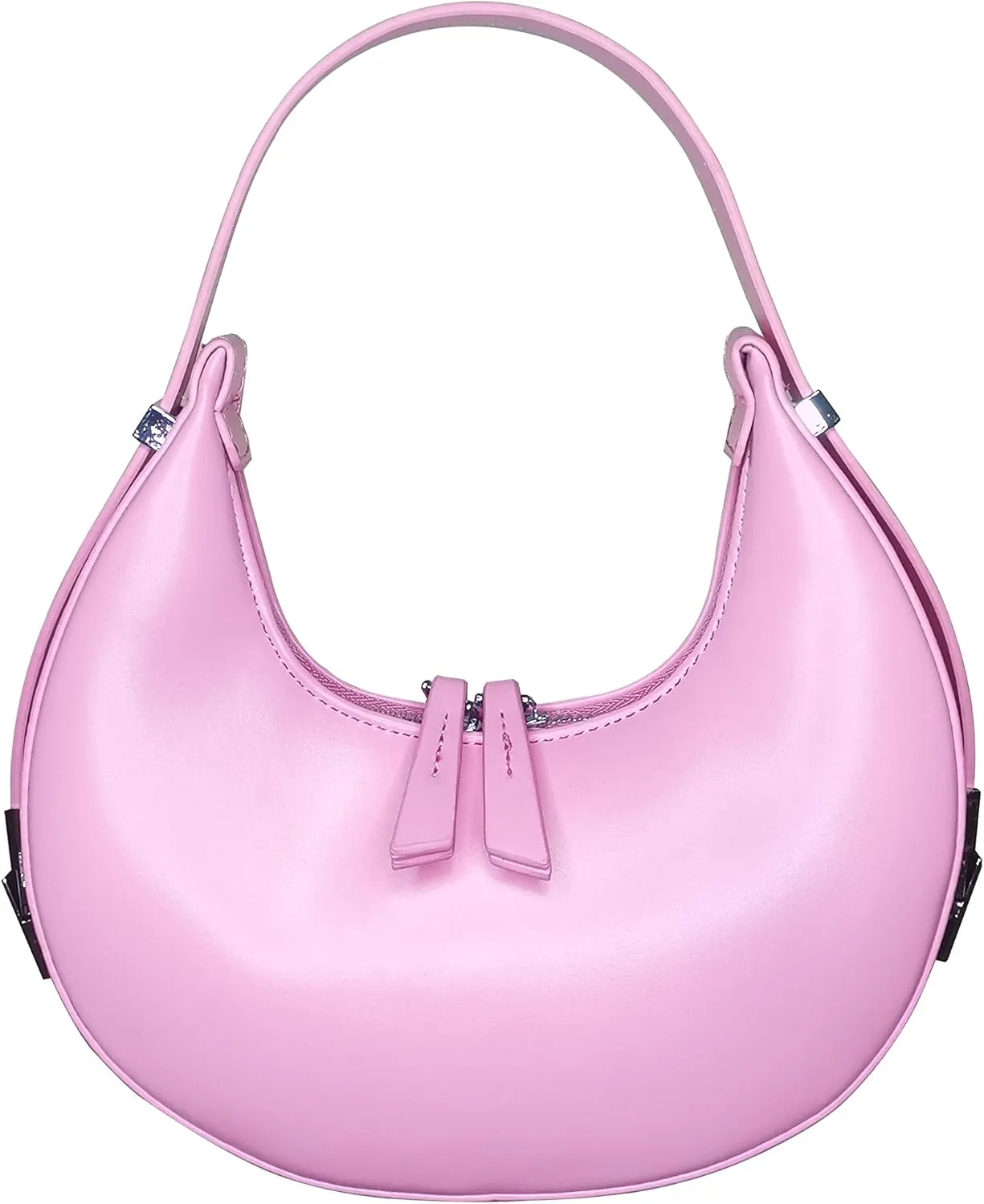 The Women's Bag High-Grade Texture Fashion Temperament Niche One-Shoulder Armpit Hand-Held Crescent Bag Pink