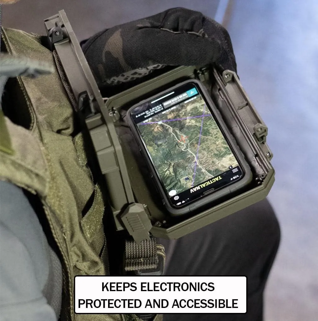 Thyrm DarkVault Comms Critical Gear Case, original version, Waterproof, Attachable to MOLLE (Flat Dark Earth) rugged storage for Cell Phone, GPS, tools, Made in USA