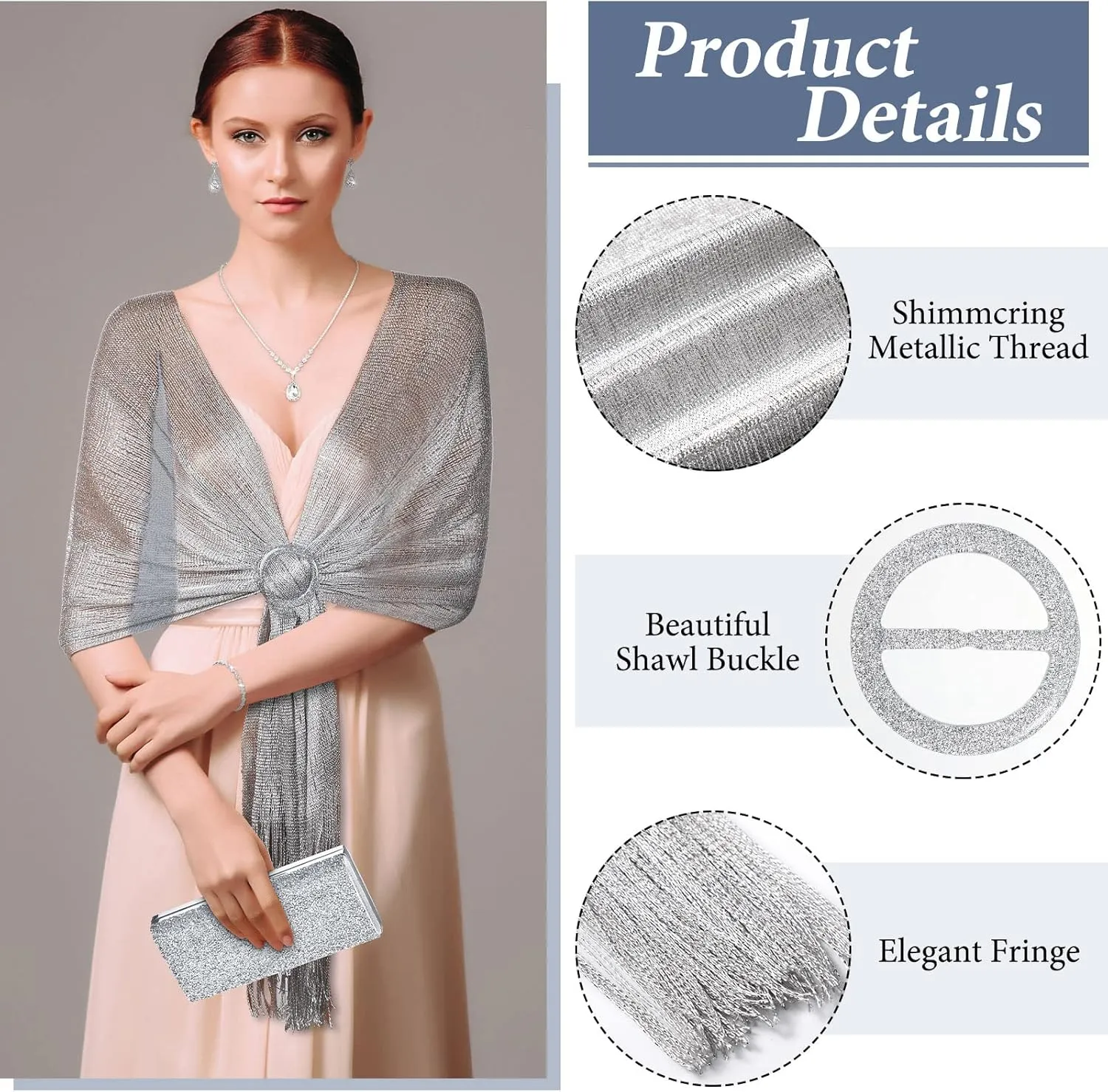 Tiamon 5 Pcs Rhinestone Jewelry Sets Shawls and Wraps Formal Clutch Purses for Women Evening Dresses Weddings