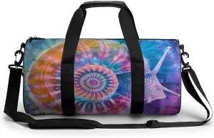 Tie Dye Snail Shell Printed Sports Gym Bag for Women Men Travel Duffel Bag Workout Weekender Bags