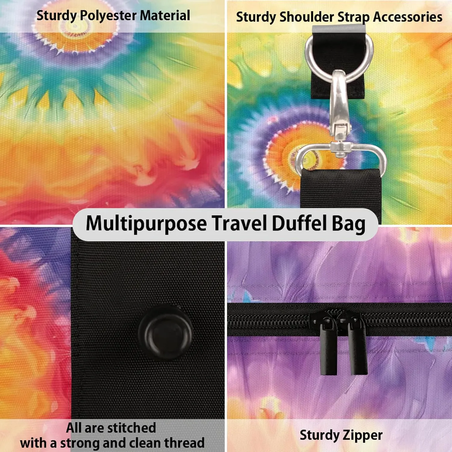 Tie Dye Swirl Spiral Travel Bag for Men Women, Gym Duffle Bags for Travel, Carry On Luggage Bag, Weekender Overnight Workout Bags