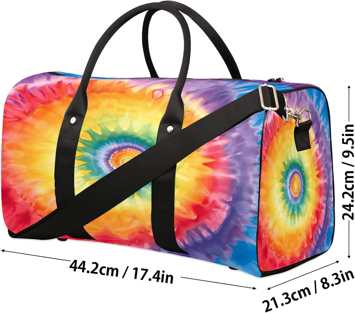 Tie Dye Swirl Spiral Travel Bag for Men Women, Gym Duffle Bags for Travel, Carry On Luggage Bag, Weekender Overnight Workout Bags