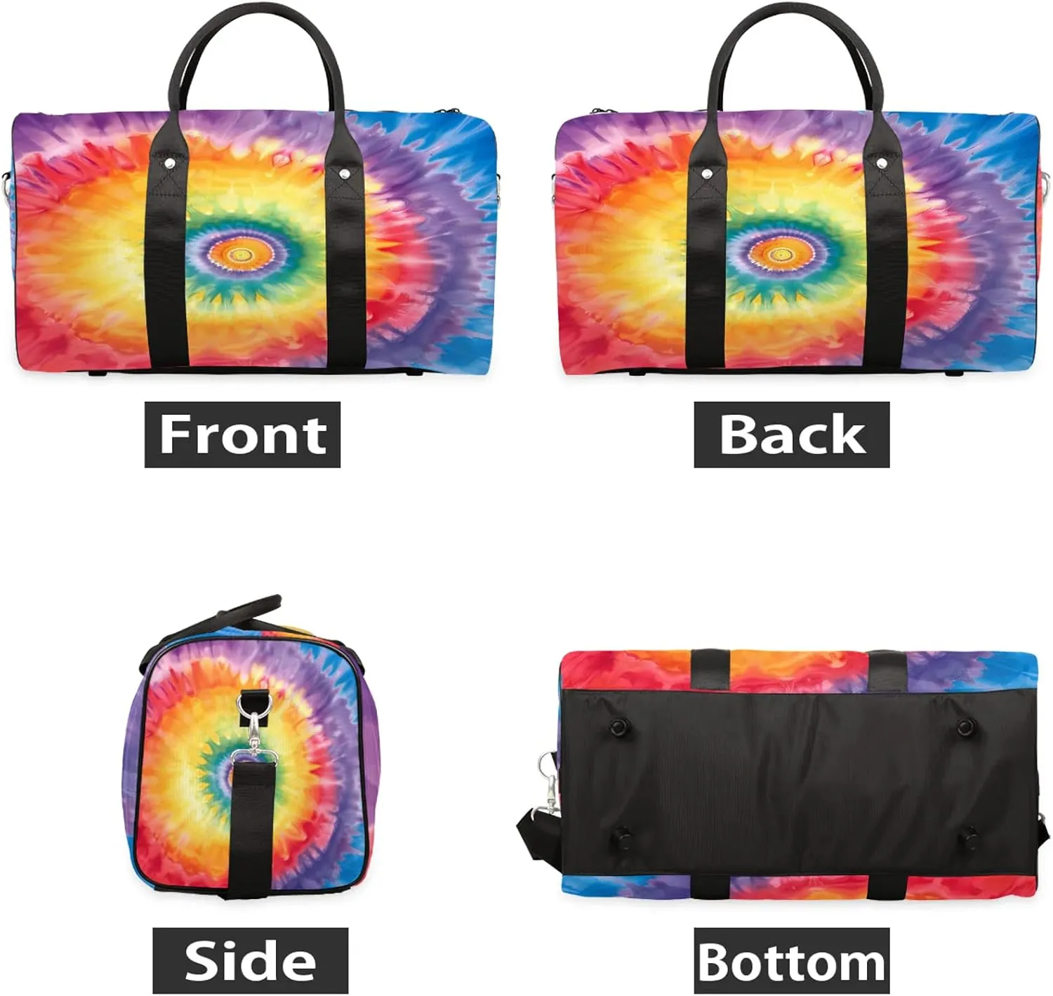 Tie Dye Swirl Spiral Travel Bag for Men Women, Gym Duffle Bags for Travel, Carry On Luggage Bag, Weekender Overnight Workout Bags