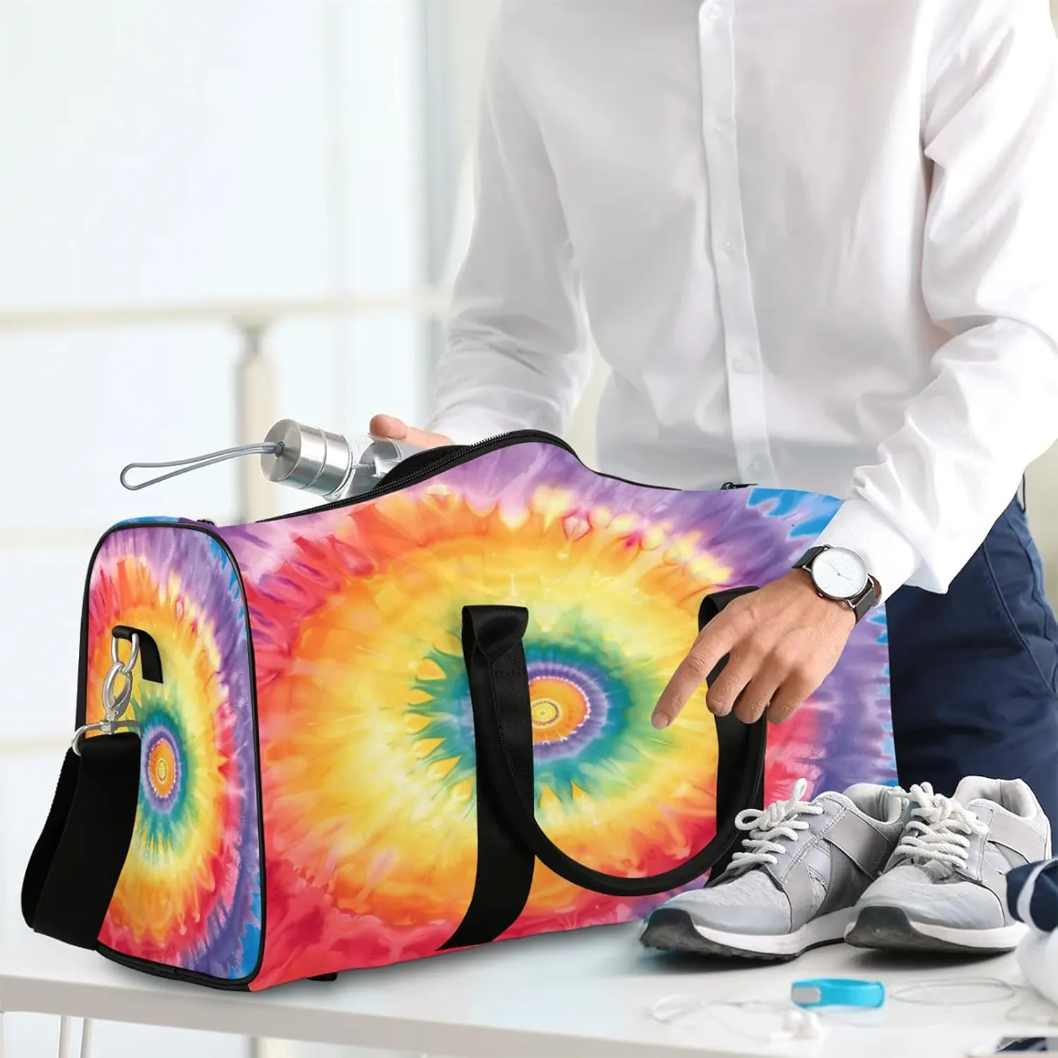 Tie Dye Swirl Spiral Travel Bag for Men Women, Gym Duffle Bags for Travel, Carry On Luggage Bag, Weekender Overnight Workout Bags