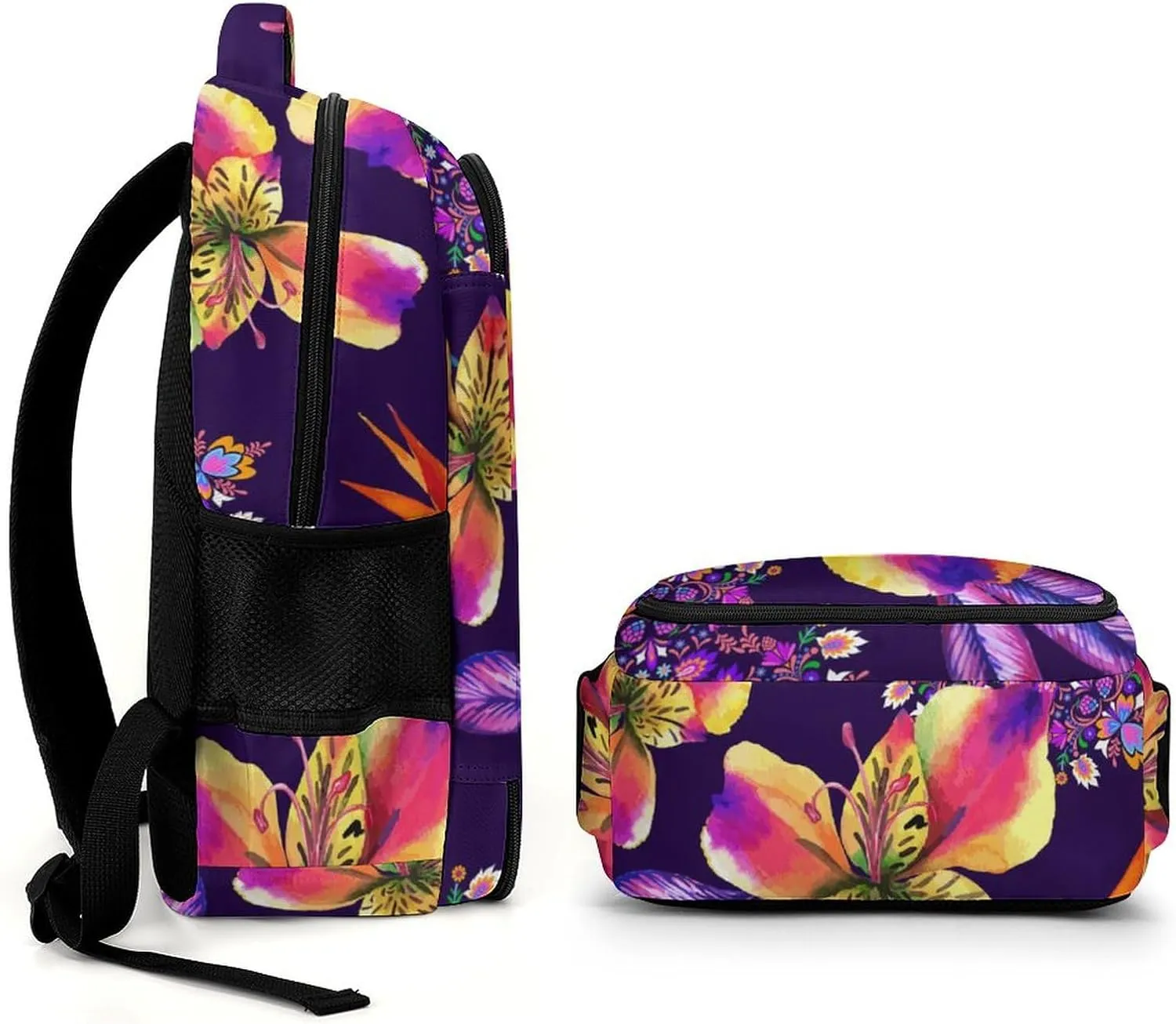 Tiger Lily Flowers Large Travel Backpack Primitive Floral Colorful Bags Daypack Laptop Work Computer Hiking Back Packs with Multiple Pockets