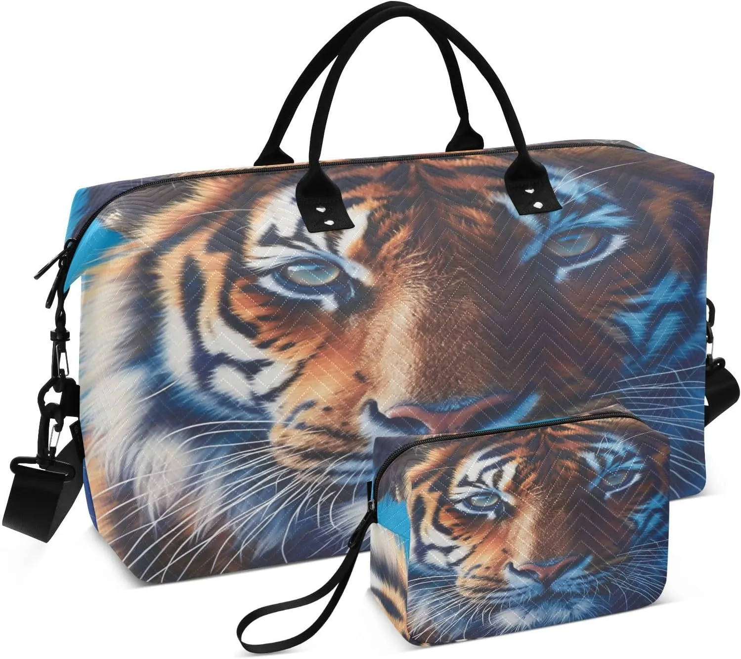 Tiger Realist Style Travel Duffel Bags Sets with Multiple Pockets - Ideal for Travel, Sports,Storage