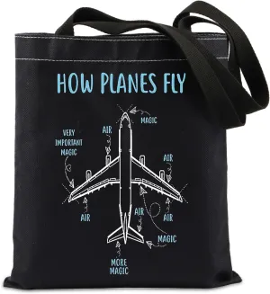 TIIMG How Planes Fly Gift Pilot Aviation Aerospace Engineer Gift Airplane Gift Future Pilot Gift Aircraft Tote Bag