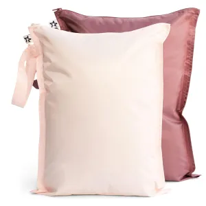 Tiny Twinkle Mess-proof Waterproof Wet Dry Bag | 2 Pack Reusable for Swimsuits, Gym & Baby Clothes | Leakproof Wet Clothes Bag, Beach Travel Essentials (Rose, Burgundy)