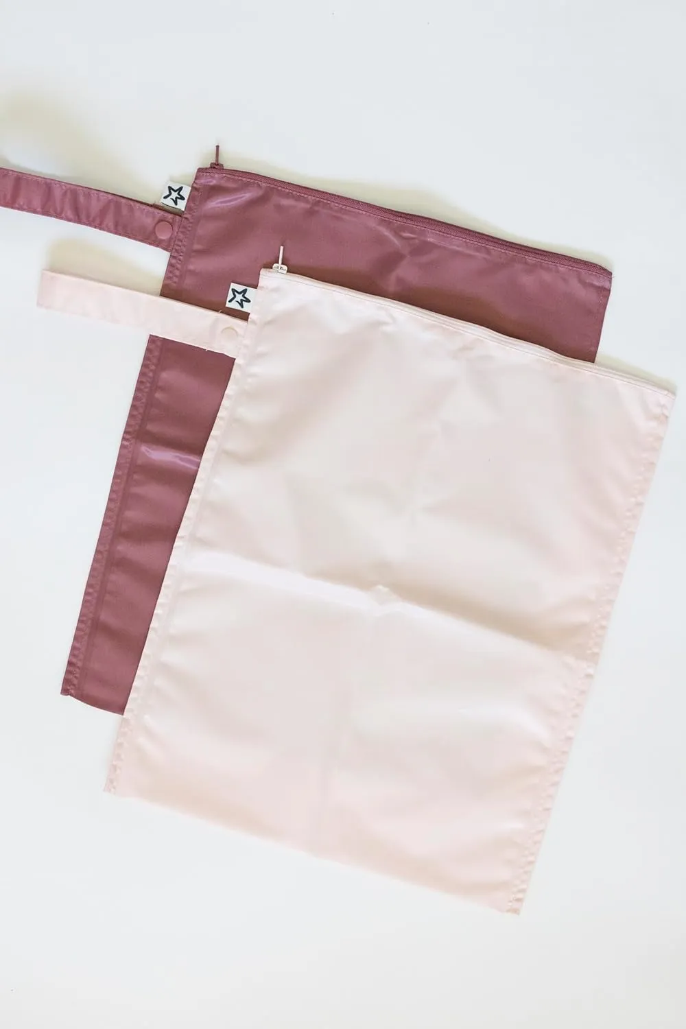 Tiny Twinkle Mess-proof Waterproof Wet Dry Bag | 2 Pack Reusable for Swimsuits, Gym & Baby Clothes | Leakproof Wet Clothes Bag, Beach Travel Essentials (Rose, Burgundy)
