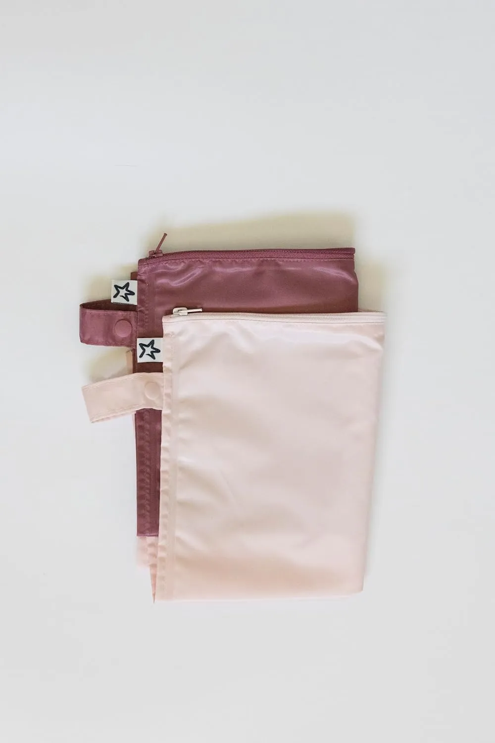 Tiny Twinkle Mess-proof Waterproof Wet Dry Bag | 2 Pack Reusable for Swimsuits, Gym & Baby Clothes | Leakproof Wet Clothes Bag, Beach Travel Essentials (Rose, Burgundy)