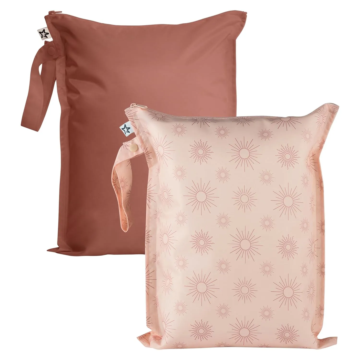 Tiny Twinkle Mess proof Waterproof Wet Dry Bag,2pk Reusable Wet Bags for Swimsuits&Baby Clothes,Leakproof Wet Bag,Waterproof Bag for Travel&Diaper bag,Wet Bags for Baby (Shine)