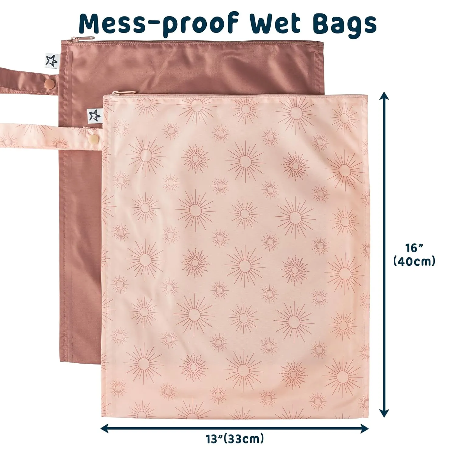 Tiny Twinkle Mess proof Waterproof Wet Dry Bag,2pk Reusable Wet Bags for Swimsuits&Baby Clothes,Leakproof Wet Bag,Waterproof Bag for Travel&Diaper bag,Wet Bags for Baby (Shine)