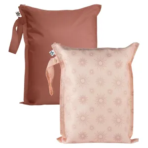 Tiny Twinkle Mess proof Waterproof Wet Dry Bag,2pk Reusable Wet Bags for Swimsuits&Baby Clothes,Leakproof Wet Bag,Waterproof Bag for Travel&Diaper bag,Wet Bags for Baby (Shine)