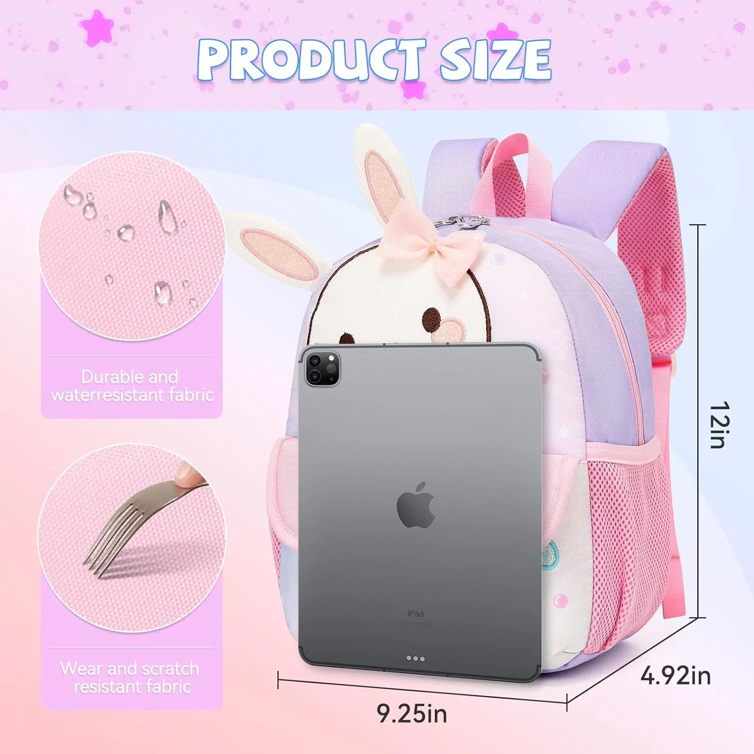 Toddler Backpack for 1-5 Year Old Girls & Boys Waterproof 3D Animal Cartoon Rabbit Design Kids Travel Backpack Lightweight Preschool Daycare Bag with Adjustable Straps(Little White Rabbit)
