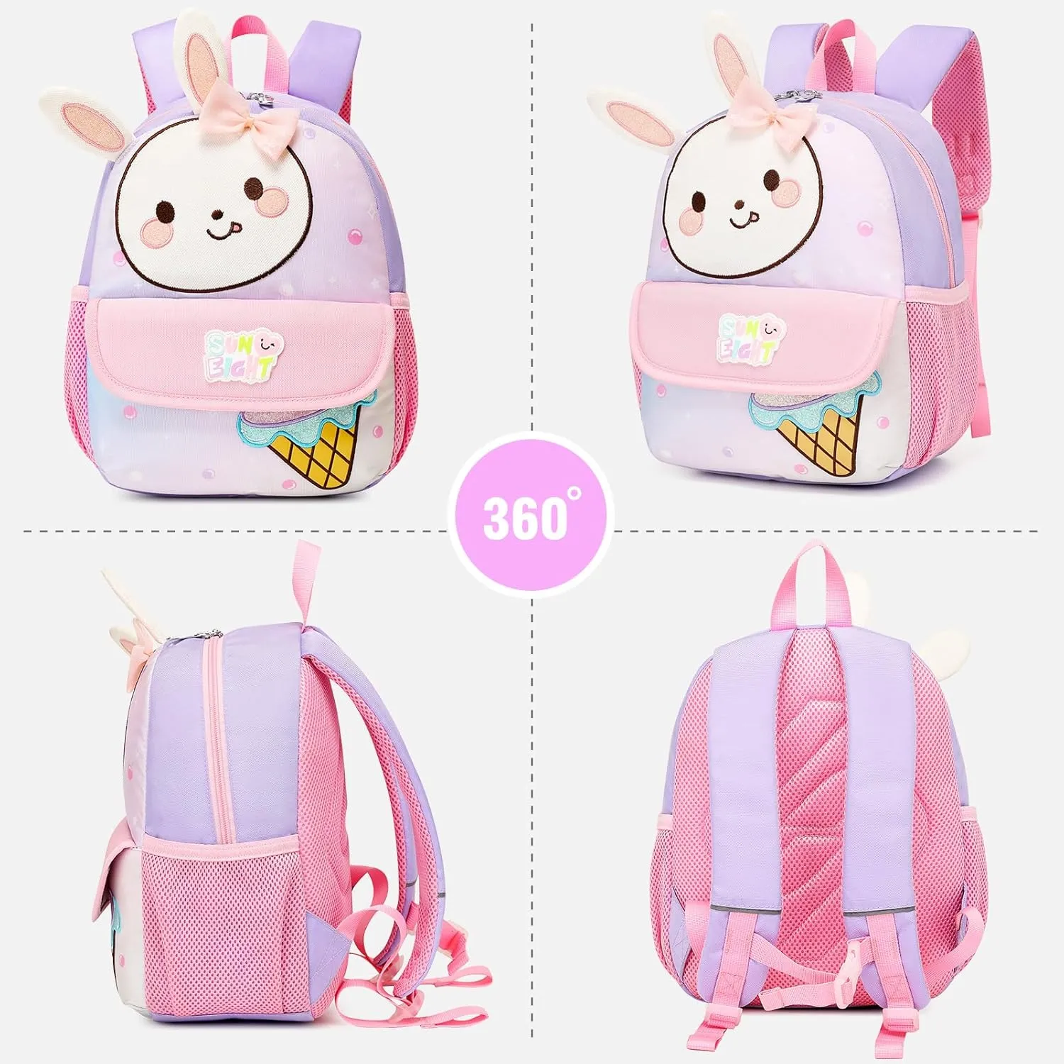 Toddler Backpack for 1-5 Year Old Girls & Boys Waterproof 3D Animal Cartoon Rabbit Design Kids Travel Backpack Lightweight Preschool Daycare Bag with Adjustable Straps(Little White Rabbit)