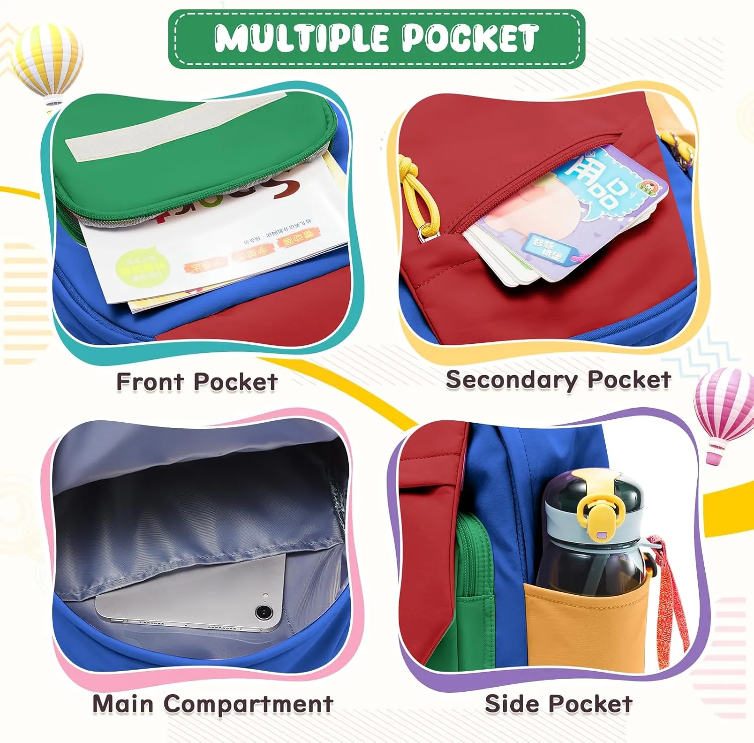 Toddler Backpack for Boys Girls 2-4, Small Kids Backpack for School, Preschool Kindergarten Backpack, Toddler Mini Bookbag Travel Daypack for Kids Red Blue