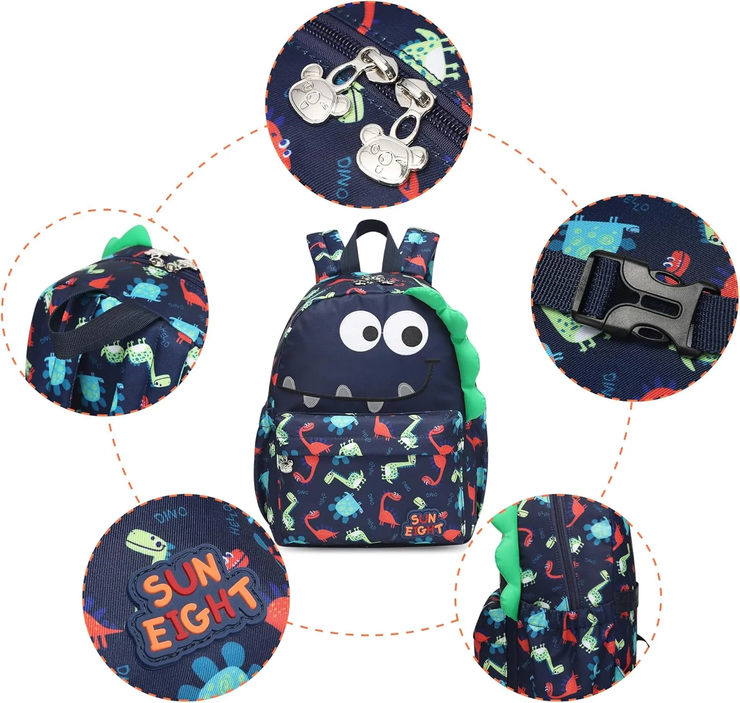Toddler Backpack Waterproof 3D Little Dinosaur Design-Cute Animal Cartoon Unisex Mini Backpack for School Travel Daycare-Lightweight Kids Backpack for Boys & Girls Ages 1-5 Years