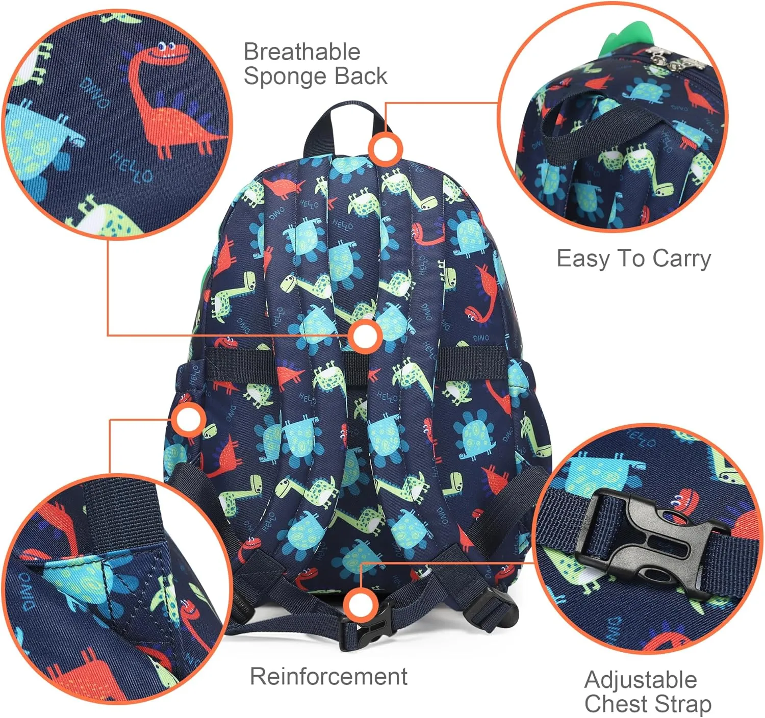 Toddler Backpack Waterproof 3D Little Dinosaur Design-Cute Animal Cartoon Unisex Mini Backpack for School Travel Daycare-Lightweight Kids Backpack for Boys & Girls Ages 1-5 Years