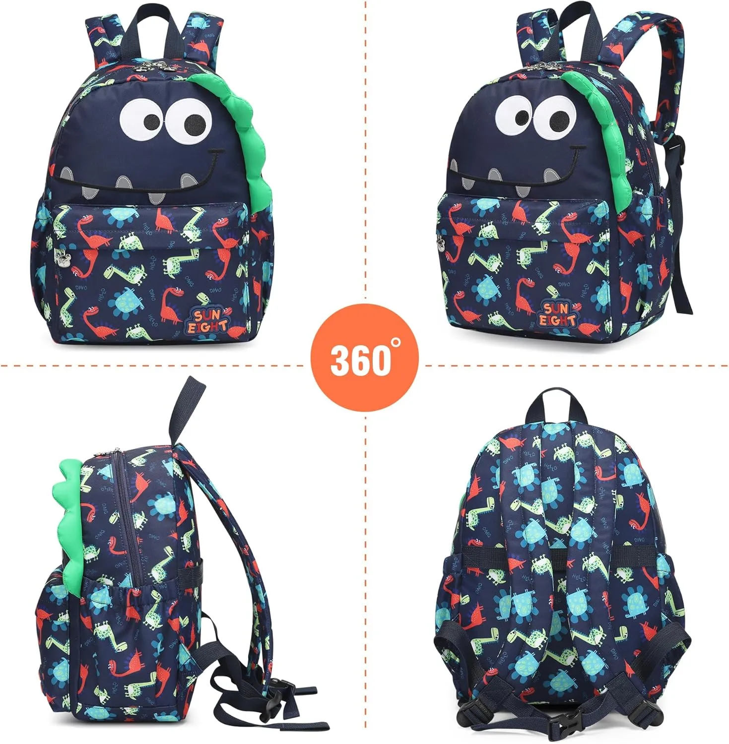 Toddler Backpack Waterproof 3D Little Dinosaur Design-Cute Animal Cartoon Unisex Mini Backpack for School Travel Daycare-Lightweight Kids Backpack for Boys & Girls Ages 1-5 Years