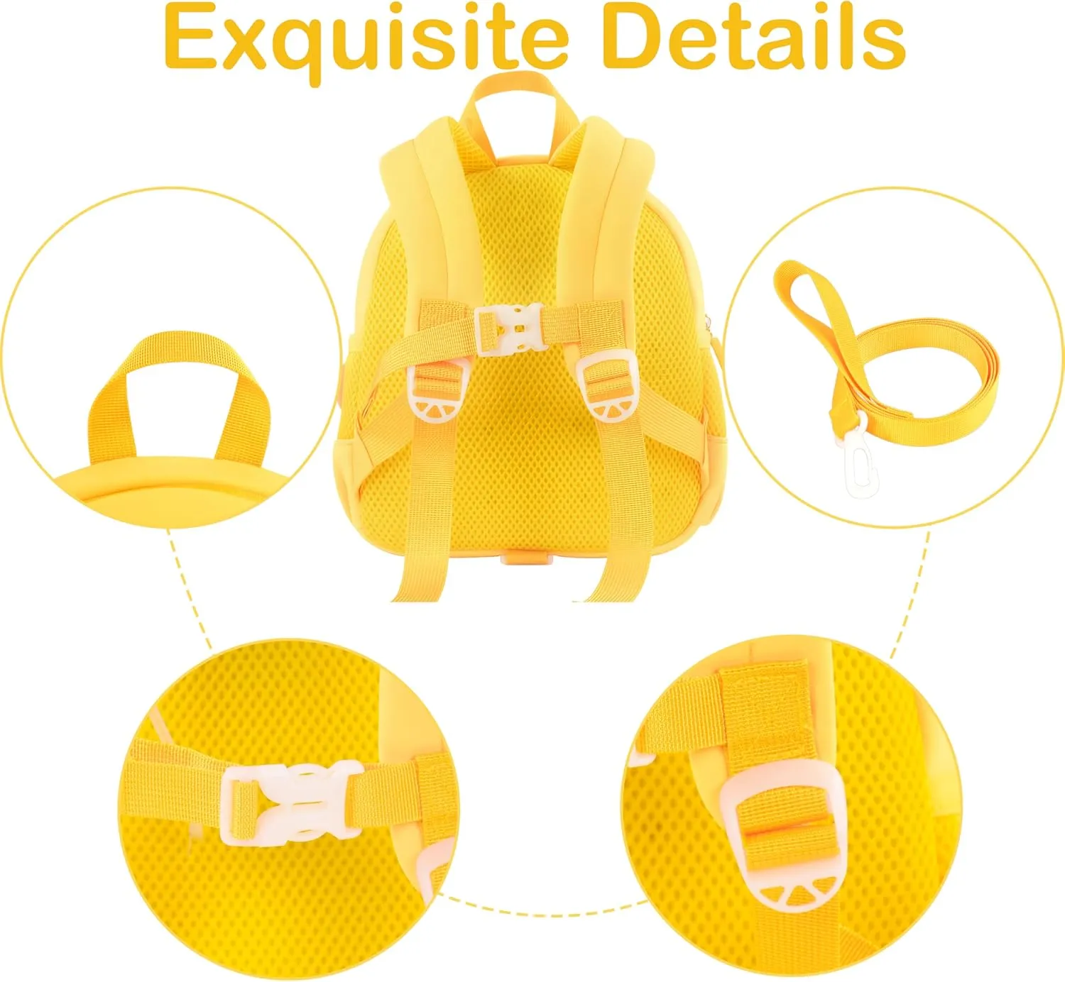 Toddler Backpacks for Boys Girls 2-4 Cute 3D Kids Duck Schoolbag with Baby Leash for Small Preschool Kindergarten Bookbag Cartoon Mini Travel Bags 10inch (Yellow)