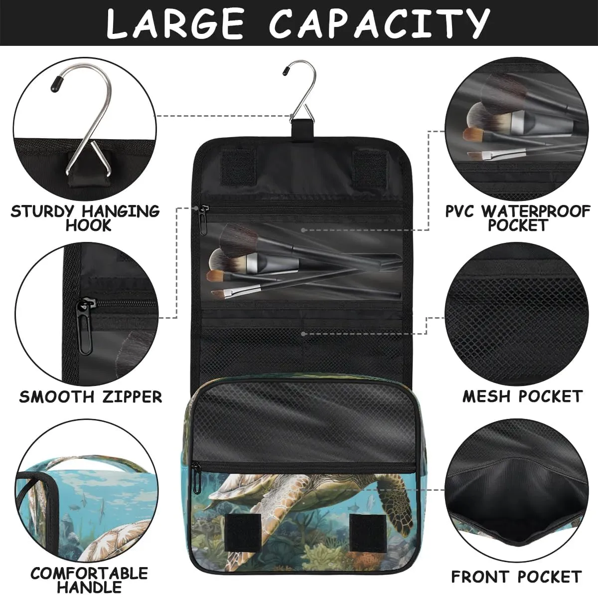 Toiletry Bag Hanging Toiletry Bag Travel Essentials Makeup Bag Travel Size Toiletries Bag Retro Turtle Travel Essentials For Women Travel Containers For Toiletries