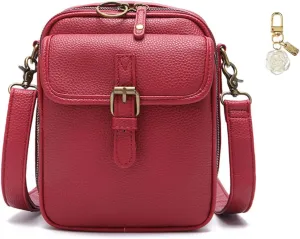 Tojoyride Crossbody Bag, Urvashi Crossbody Bag, With 10 Rfid Shielding Compartments Messenger Shoulder Bags (Wine)