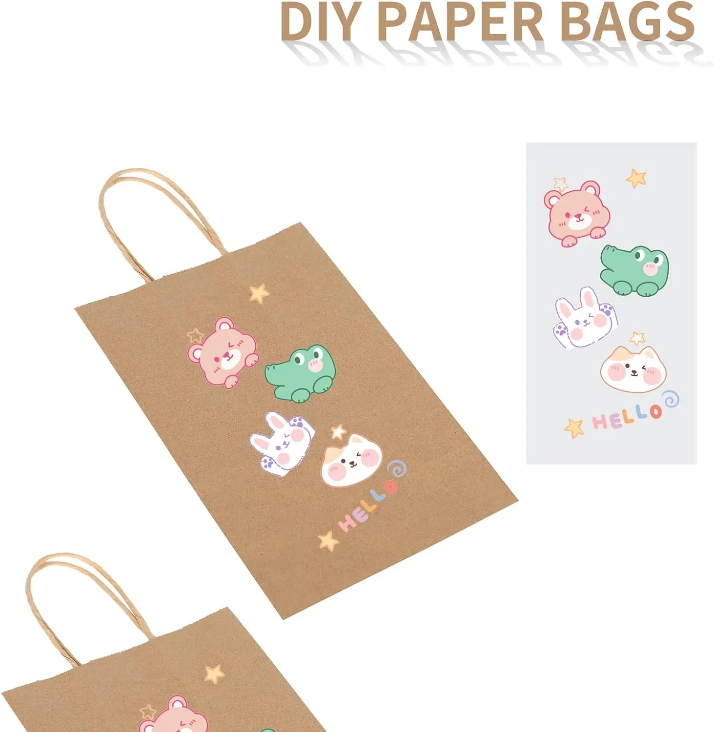 Toovip 100 Pack 5.25x3.25x8.25 Inch Small Plain Brown Kraft Paper Bags with Handles Bulk, Gift Bags for Favor Grocery Retail Party Birthday Shopping Business Goody Craft Merchandise Take Out Sacks