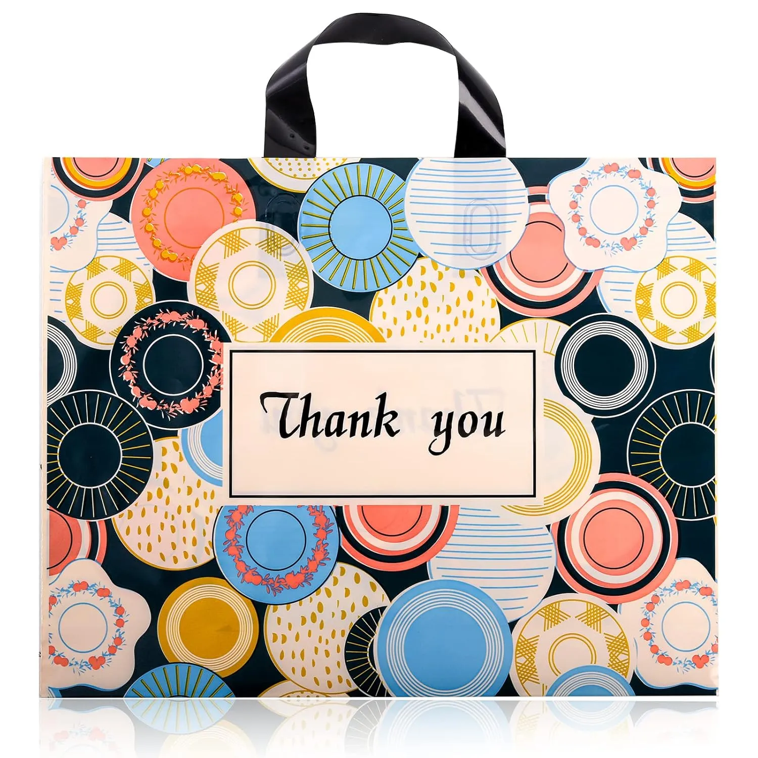 TOPZEA 60 Pack Thank You Bags with Handles, 2.76 Mil Plastic Boutique Shopping Bags with Loop Handle, Gift Bag Merchandise Goodie bags for Retail, Trade Show, Small Business, 11.5"x14.5"