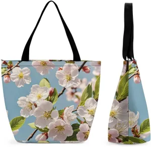 Tote Bag for Women Grocery Bag Illustration of Small City Foldable Shopping Bags Reusable Large Tote Bag