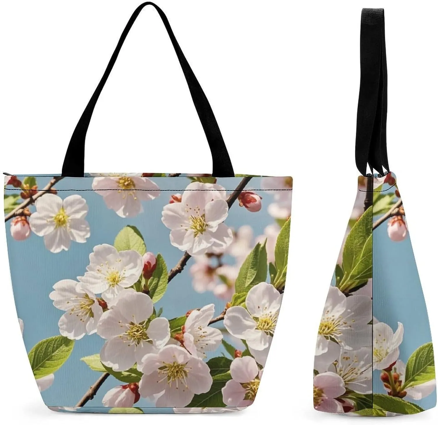 Tote Bag for Women Grocery Bag Illustration of Small City Foldable Shopping Bags Reusable Large Tote Bag