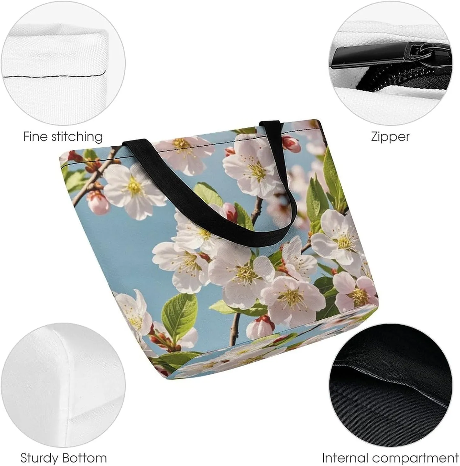 Tote Bag for Women Grocery Bag Illustration of Small City Foldable Shopping Bags Reusable Large Tote Bag