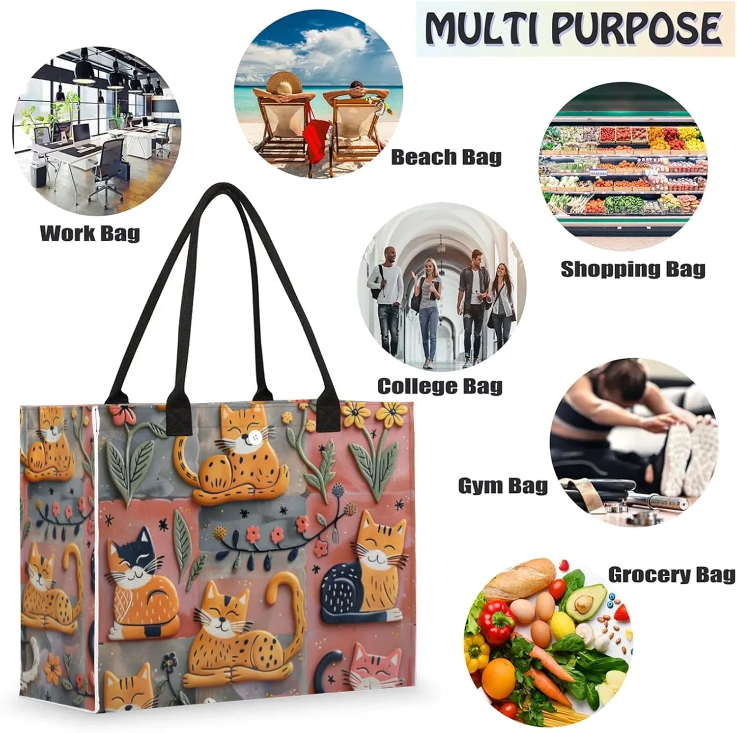 Tote Bag for Women Reusable Canvas Shoulder Bag