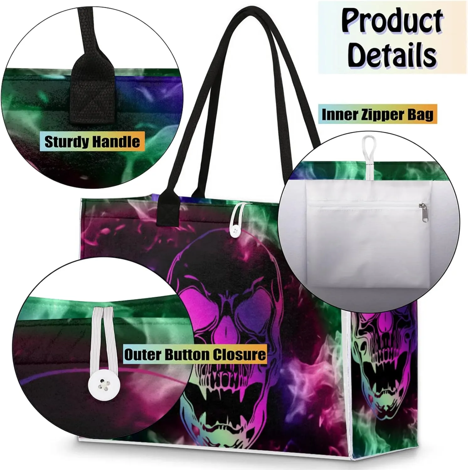 Tote Bag for Women Reusable Canvas Shoulder Bag