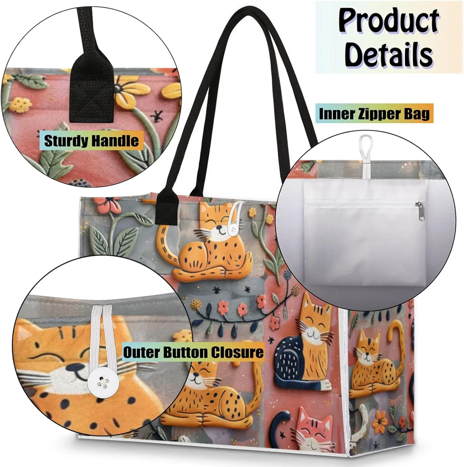 Tote Bag for Women Reusable Canvas Shoulder Bag