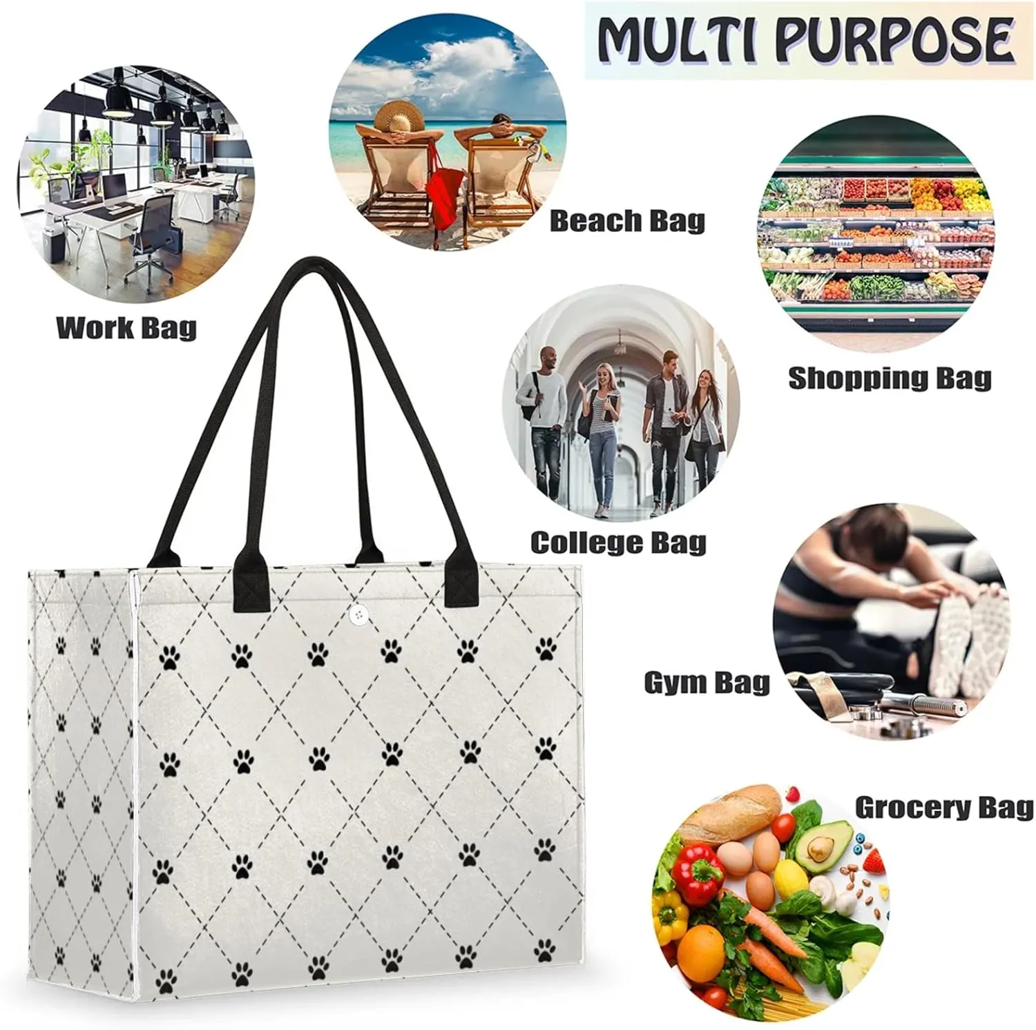 Tote Bag for Women Reusable Canvas Shoulder Bag