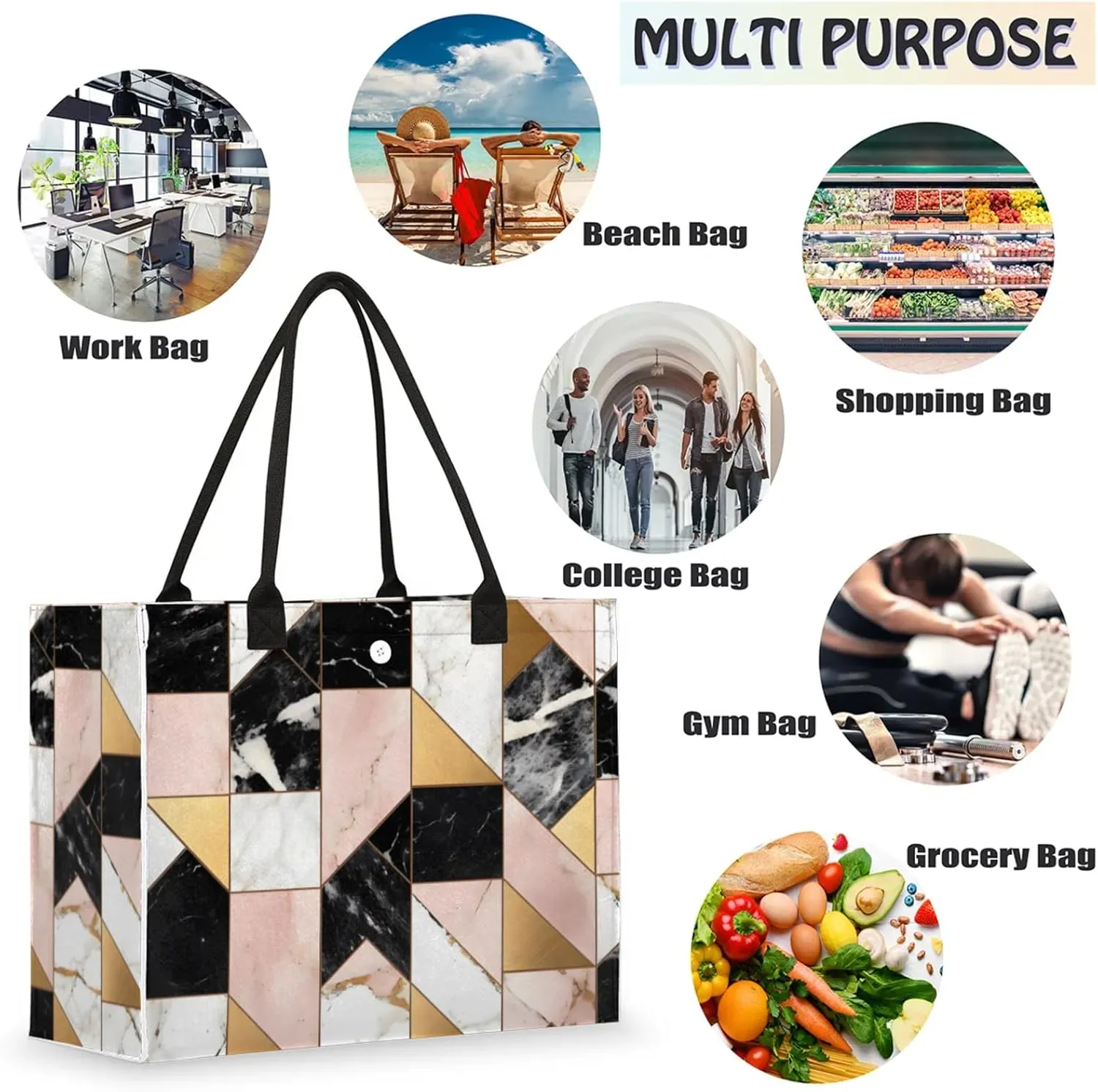 Tote Bag for Women Reusable Canvas Shoulder Bag