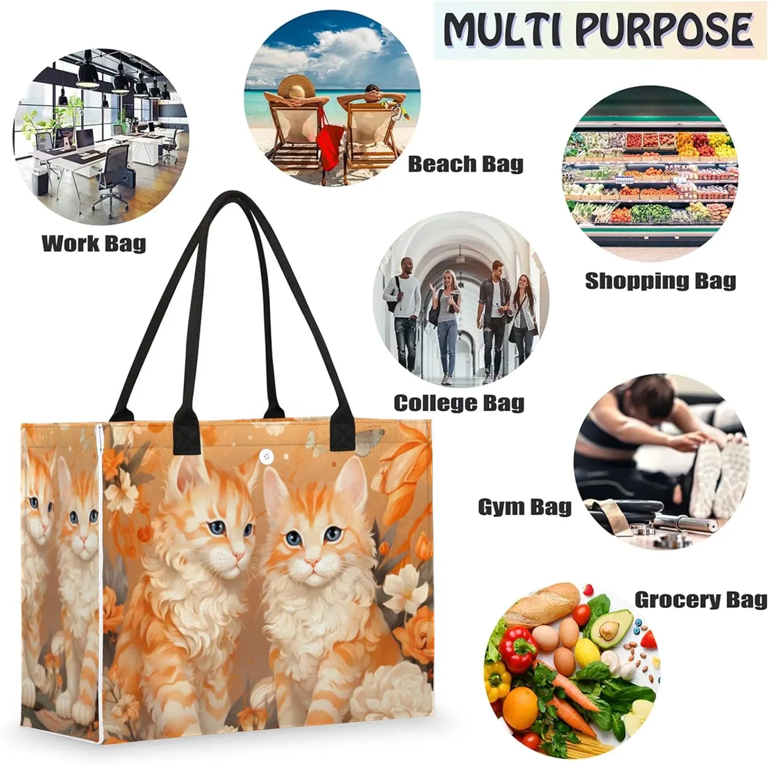 Tote Bag for Women Reusable Canvas Shoulder Bag