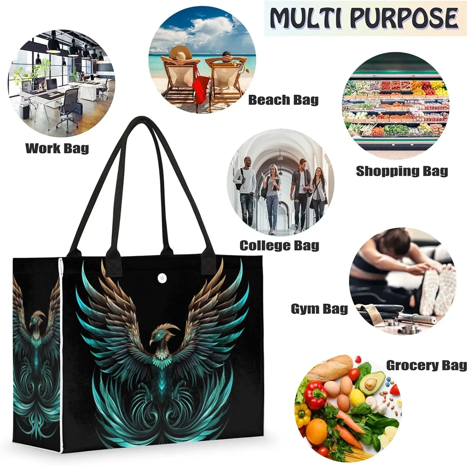 Tote Bag for Women Reusable Canvas Shoulder Bag