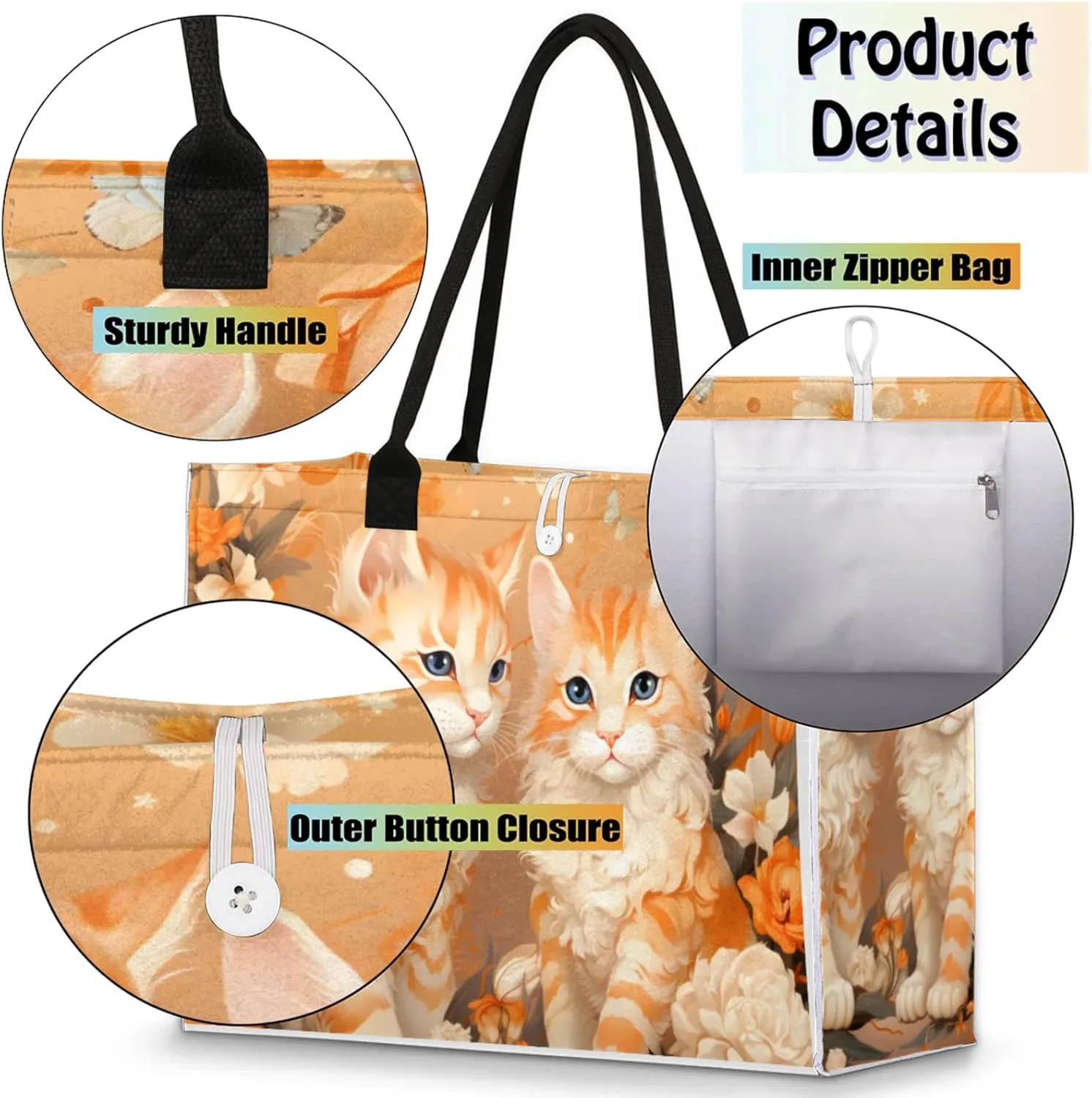 Tote Bag for Women Reusable Canvas Shoulder Bag