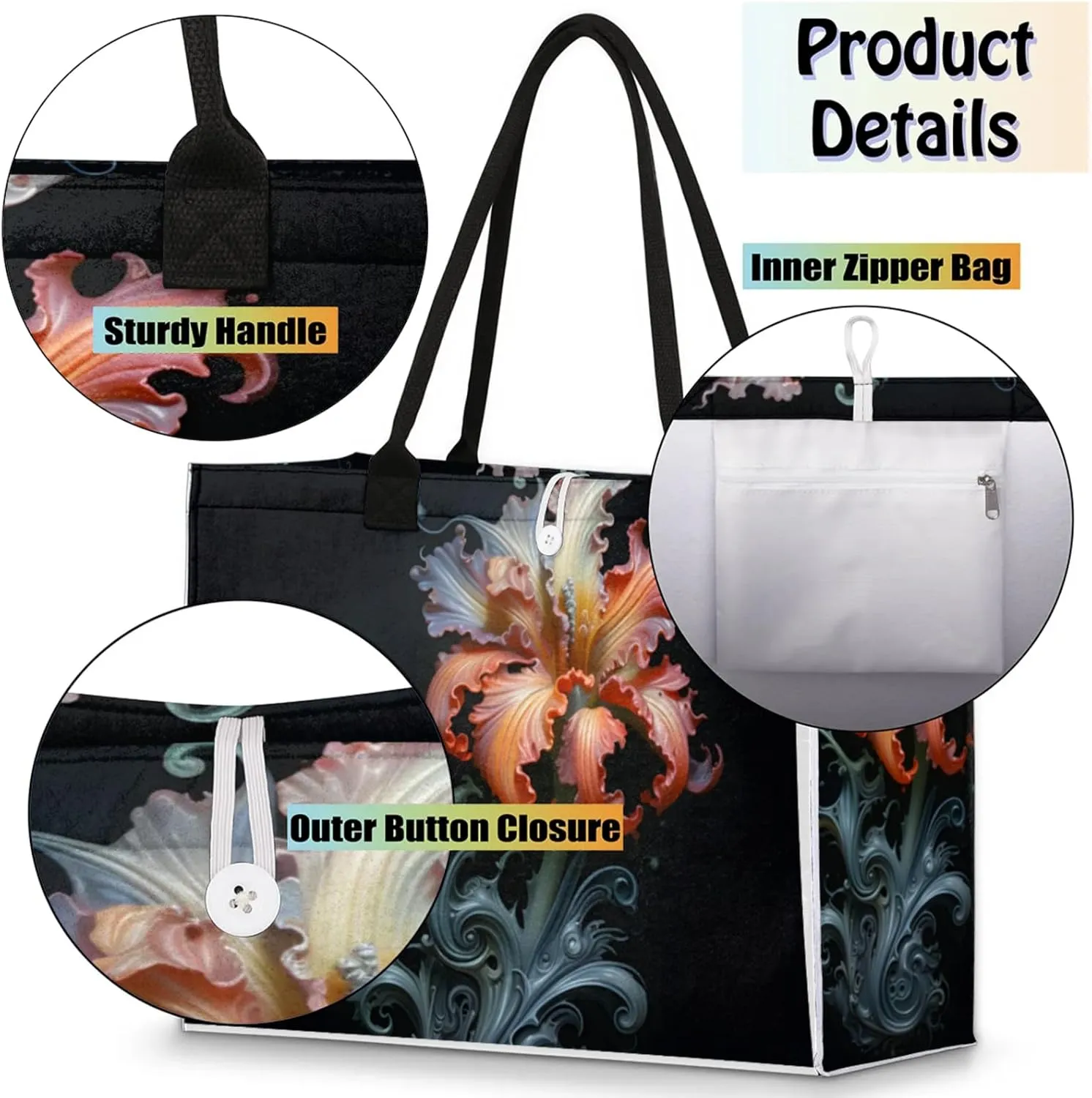 Tote Bag for Women Reusable Canvas Shoulder Bag