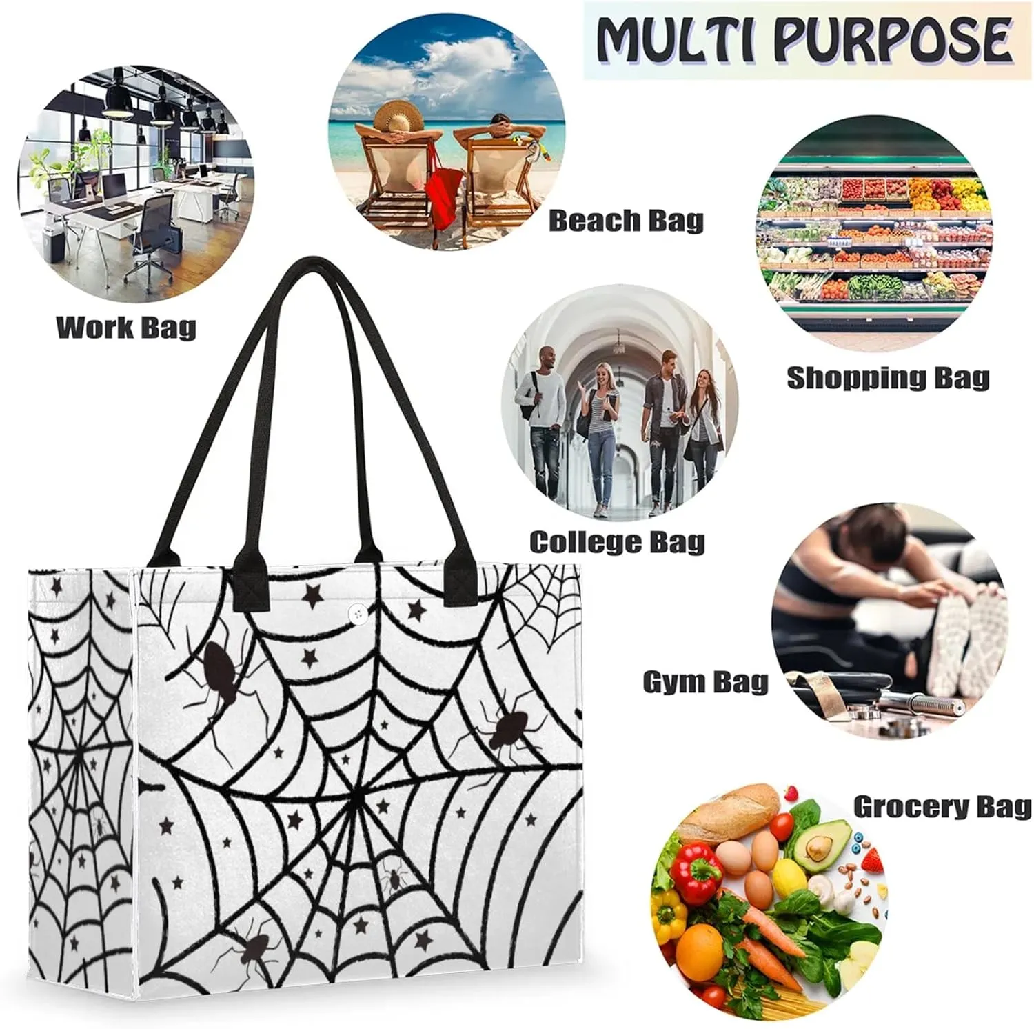 Tote Bag for Women Reusable Canvas Shoulder Bag
