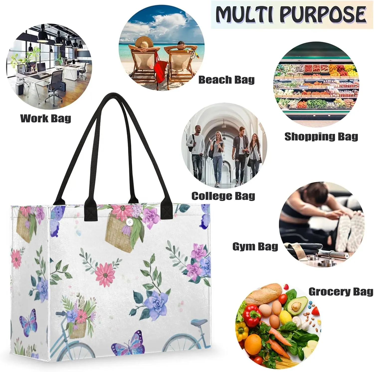 Tote Bag for Women Reusable Canvas Shoulder Bag