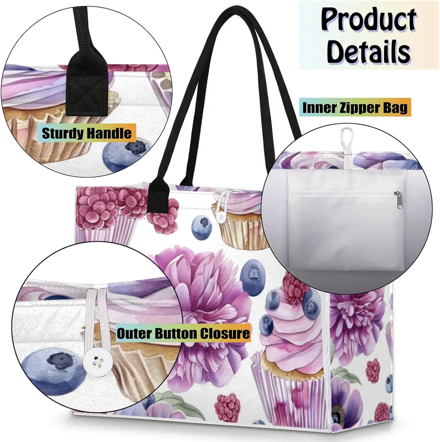 Tote Bag for Women Reusable Canvas Shoulder Bag