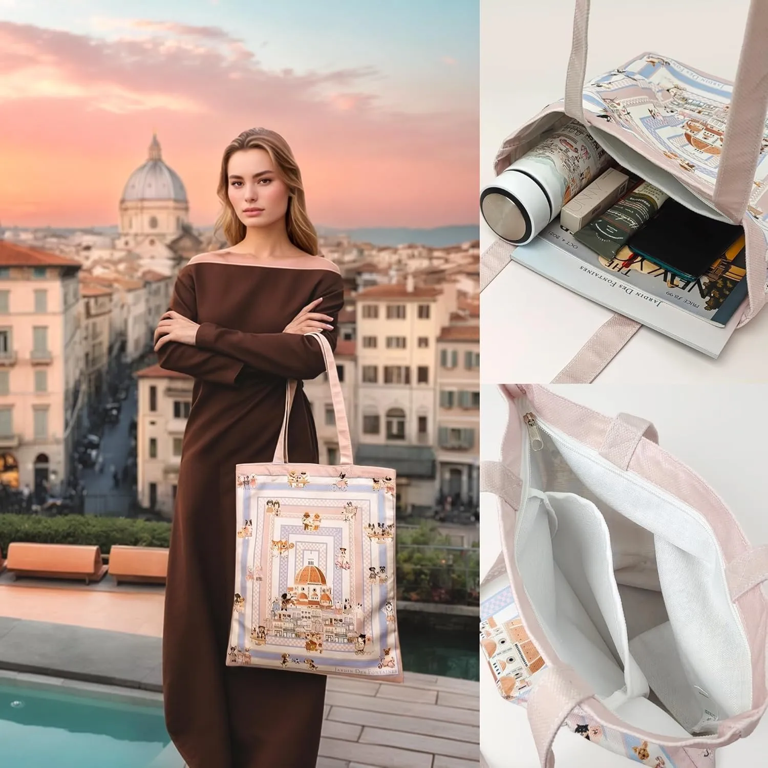 Tote Bag for Women with Interior Pocket Reusable Tote Shoulder Casual Bag for Work,Shopping,Vacation