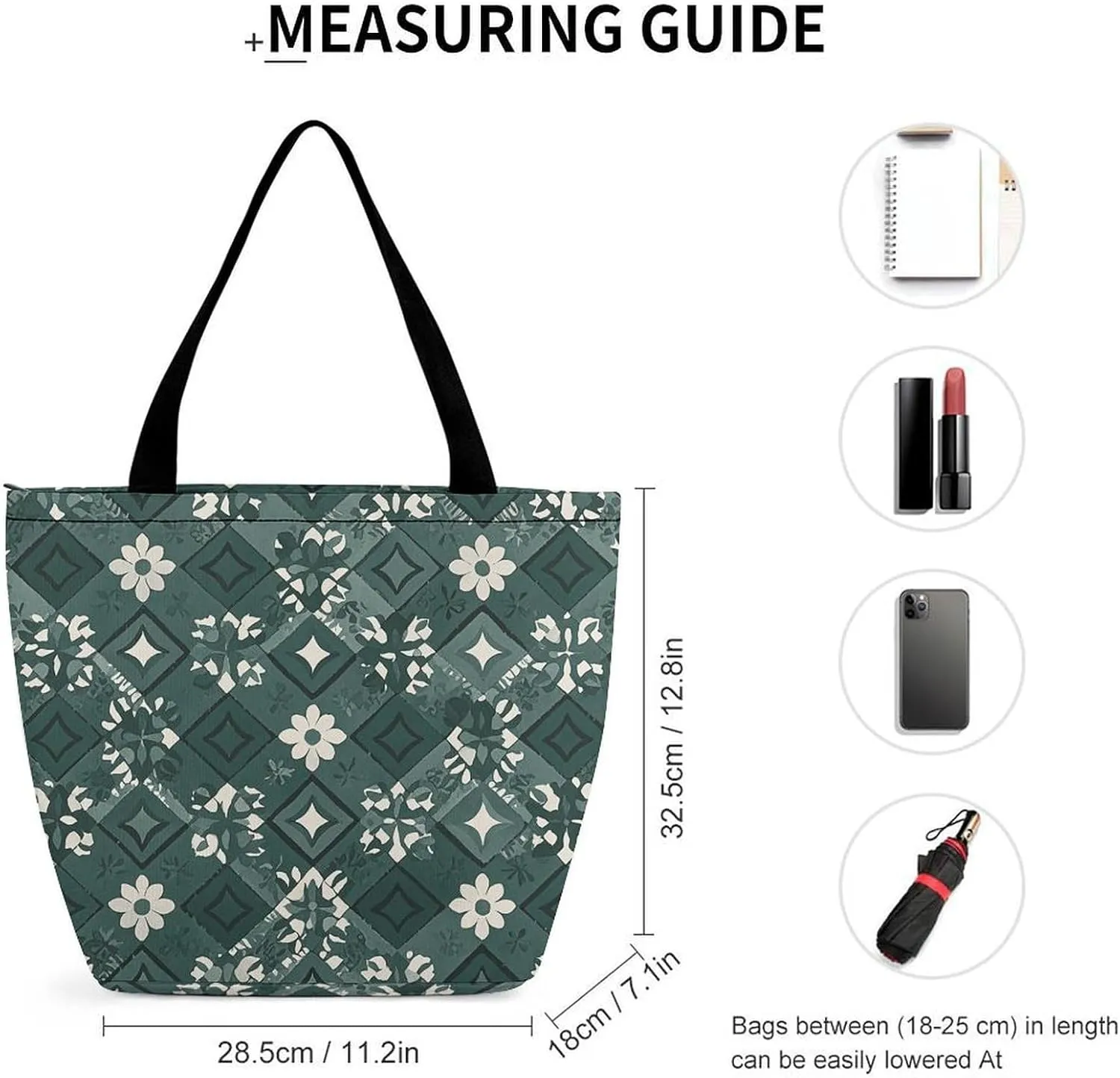 Tote Bag Reusable Grocery Bag Foldable Shopping Bag Extra Large Shoulder Bag Floral Pattern Tote Bag for Travel Work