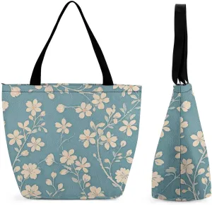 Tote Bag Reusable Grocery Bag Foldable Shopping Bag Extra Large Shoulder Bag Floral Pattern Tote Bag for Travel Work