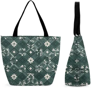 Tote Bag Reusable Grocery Bag Foldable Shopping Bag Extra Large Shoulder Bag Floral Pattern Tote Bag for Travel Work
