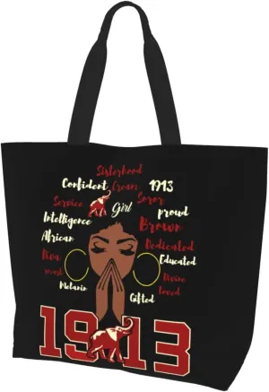 Tote Bag Sorority Gifts Woman Travel Foldable Reusable Canvas Storage Bag Shopping