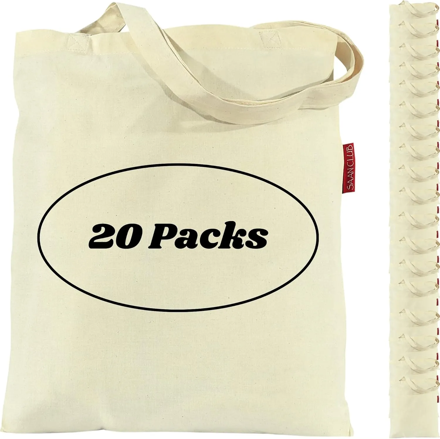 Tote Bags Bulk - 5 | 10 | 15 | 20 | 25 Canvas Tote Bags, Plain Lightweight Washable Foldable Canvas Grocery Bags