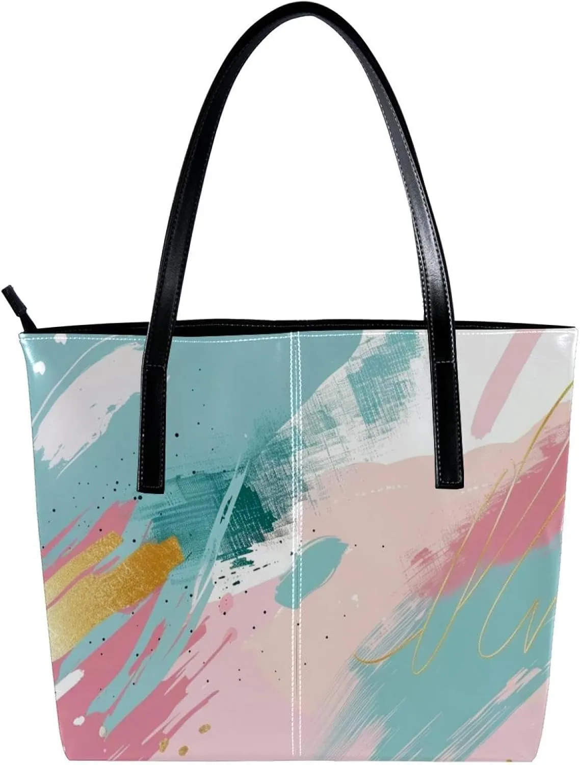 Tote Bags, Large Tote Bag, Tote Bag with Zipper, Modern Minimalist Black Gold Marble Pattern, Totes for Women